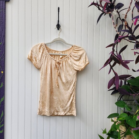 Vintage 1970's Soft Cream Velvet Peasant Style Top - Picture 1 of 15